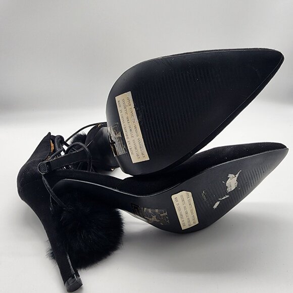 Yoki Elise  Women's Velvet Heels with Pom Poms Size 9.5 Black - Picture 12 of 14